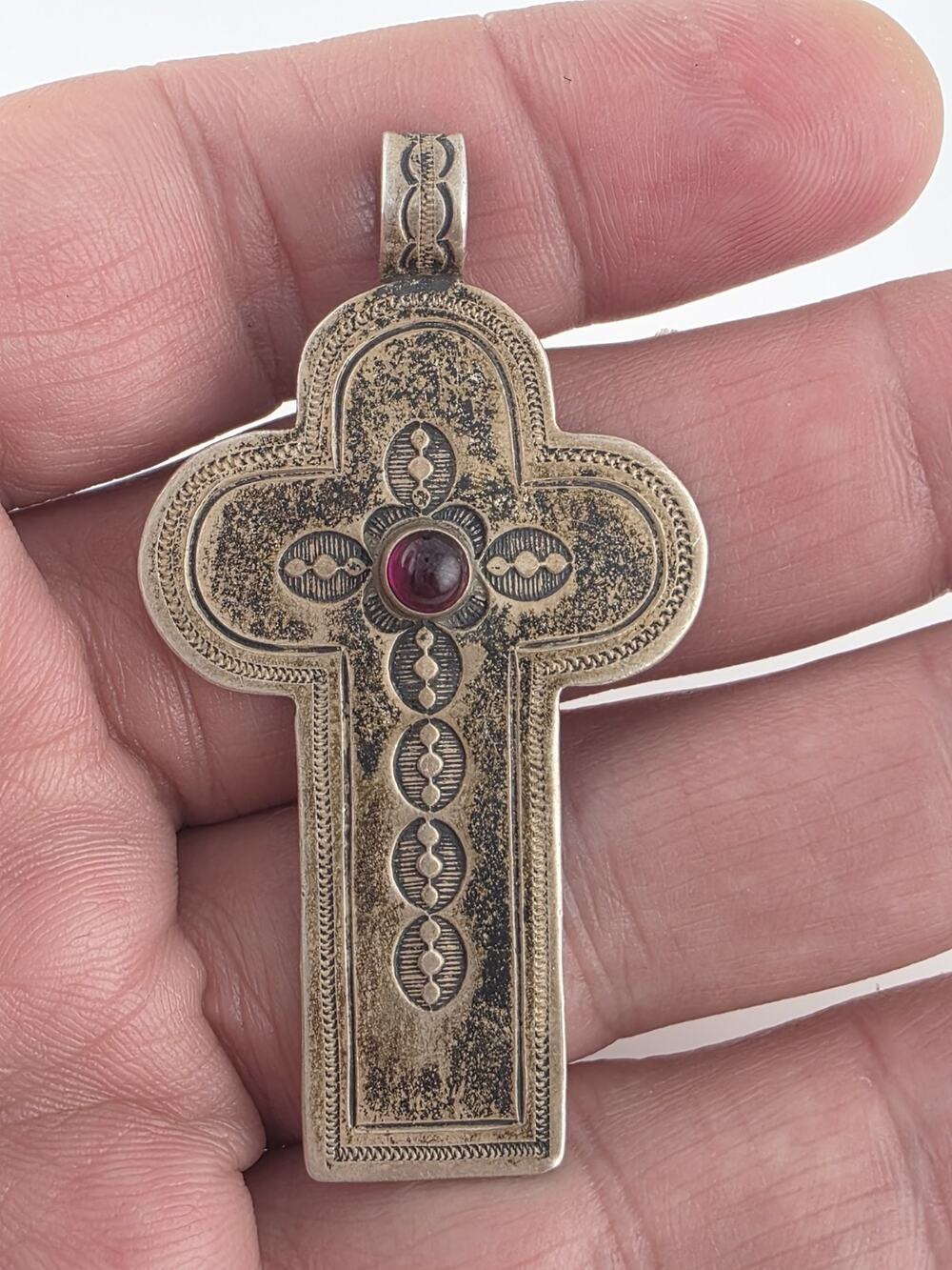 Don Lucas Native American Sterling Silver 925 Gem Stone Cross Pendent